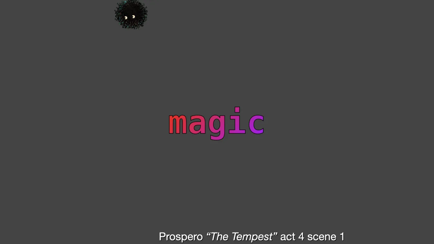 magic | Prospero “The Tempest” act 4 scene 1 | picture: Sili, small in the distance, in the top left, moving left