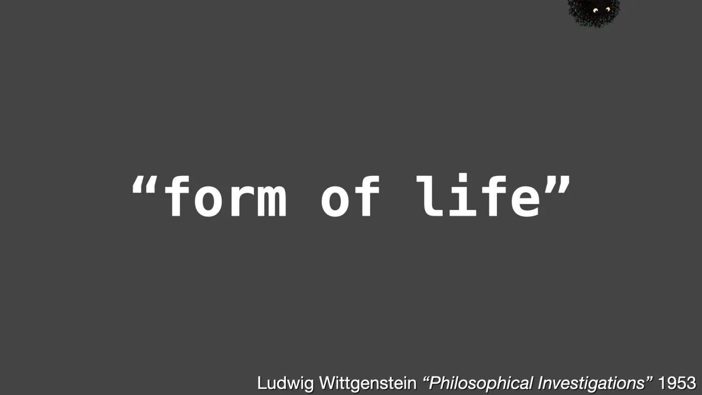 “form of life” | Ludwig Wittgenstein “Philosophical Investigations” 1953 | picture: Sili, small in the distance, in the top right, half above the top edge, moving right